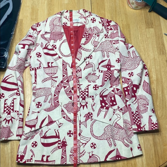 Prophecy Bohemian Women’s Blazer Red and Cream Bold Patterned - Picture 7 of 10